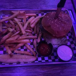 YEE: Calentura - Latin Divas Drag Revue at Hamburger Mary's - Mary Burger with cheese and Fries