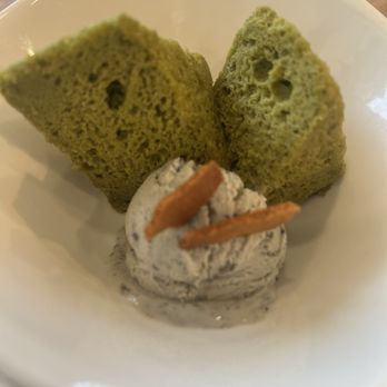 The Pearl - Matcha castella cake with black sesame ice cream - New American Near Me - Pearl City, Hawaii