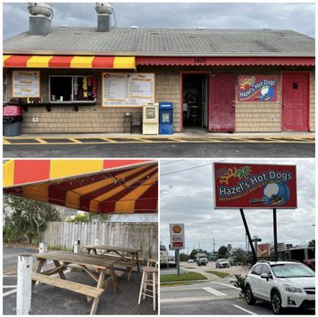 Hazel's Hot Dogs - Front of Building and Outside Seating area - Hot Dogs Near Me - Saint Augustine, Florida Hazel's Hot Dogs - Front of Building and Outside Seating area - Hot Dogs Near Me - Saint Augustine, Florida