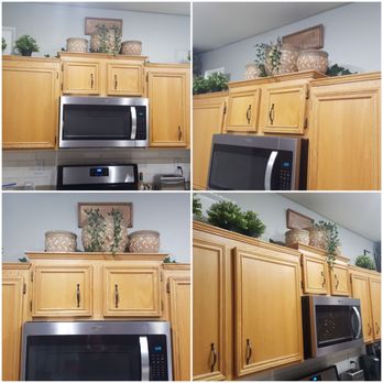 Dosh Contracting - Moved microwave up, moved cabinet up recrowned and stained. - Carpenters Near Me - Las Vegas, Nevada