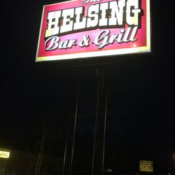 Helsing's Bar - Sign on the corner.