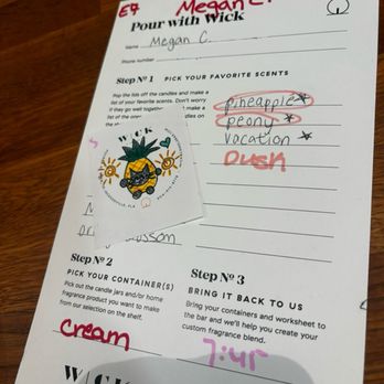 Wick A Candle Bar - Writing down fav candle scents - Candle Stores Near Me - Jacksonville, Florida Wick A Candle Bar - Writing down fav candle scents - Candle Stores Near Me - Jacksonville, Florida
