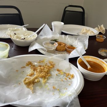 Currys Indian Cafe - Apologies for taking pic after the fact - delicious poori alu, masala dosa, medium vada and yogurt rice + chai - Indian Near Me - Flower Mound, Texas Currys Indian Cafe - Apologies for taking pic after the fact - delicious poori alu, masala dosa, medium vada and yogurt rice + chai - Indian Near Me - Flower Mound, Texas
