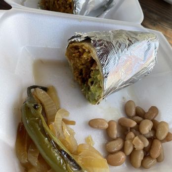 Latin Market - Chicken burrito (comes with grilled onions, a grilled chili, and a little scoop of beans) - Mexican Near Me - Mammoth Lakes, California