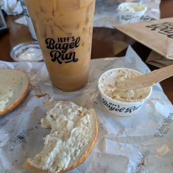 Jeff's Bagel Run - Banana cold brew and a cinnamon sugar bagel with banana pudding cream cheese. - Coffee & Tea Near Me - South Tampa, Florida Jeff's Bagel Run - Banana cold brew and a cinnamon sugar bagel with banana pudding cream cheese. - Coffee & Tea Near Me - South Tampa, Florida