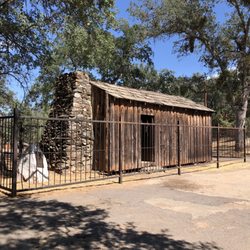 Mark Twain Cabin - Mark Twain's cabin (replica). Chimney and fireplace has original brickwork.