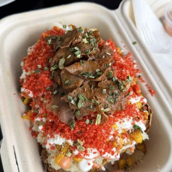 California Kumpir - 1. Mexican St. Corn w/beef & hot Cheetos - New American Near Me - Escondido, California California Kumpir - 1. Mexican St. Corn w/beef & hot Cheetos - New American Near Me - Escondido, California