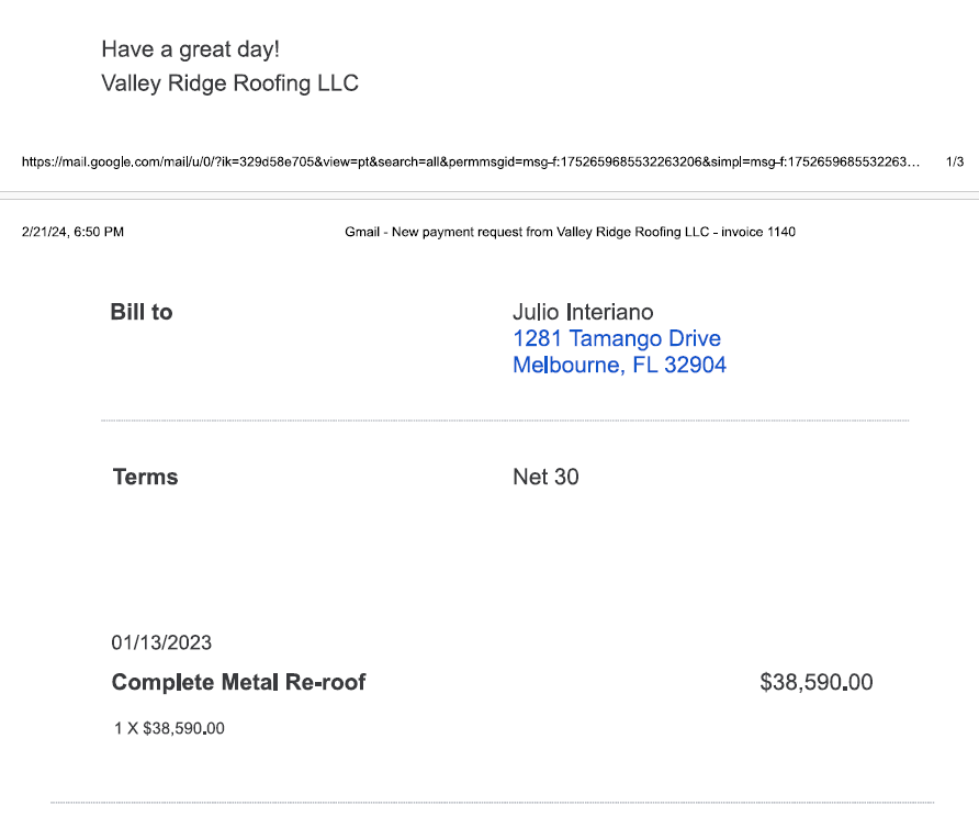 Slide of Valley Ridge Roofing