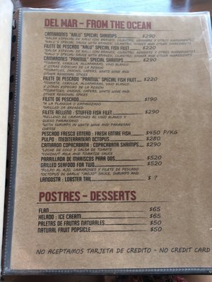 Menu photo 4 Restaurante Paamul Playa del Carmen, ROO Menu photo 4 Restaurante Paamul Playa del Carmen, ROO