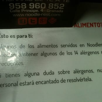 Noodle Rest - Un dato muy a valorar e imprescindible y que, debería estar incluído en todos los restaurantes: El Derecho a no ser envenenado - Thai Near Me - Granada, GR