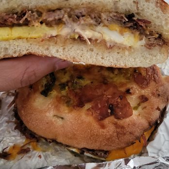 Einstein Bros. Bagels - Their brisket bagel on a jalapeño bagel - Bagels Near Me - Chula Vista, California Einstein Bros. Bagels - Their brisket bagel on a jalapeño bagel - Bagels Near Me - Chula Vista, California