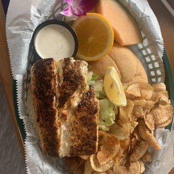 Gramma Dot's - Mahi sandwich with homemade chips - Seafood Near Me - Sanibel, Florida Gramma Dot's - Mahi sandwich with homemade chips - Seafood Near Me - Sanibel, Florida