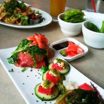 Hapa J's - Poke sampler with Kalua Pork Quesadilla in the back - Hawaiian Near Me - San Clemente, California Hapa J's - Poke sampler with Kalua Pork Quesadilla in the back - Hawaiian Near Me - San Clemente, California