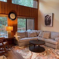 Bitney's Furniture & Mattress - coziest sofa ever, bear pic, rocker, tables and lamps