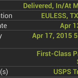 USPS - From my package tracking app. It's marked "Delivered," yet somehow it wasn't in my mailbox. Tsk, tsk....