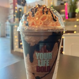 The Mexican Mocha Frappe with whip and chocolate sauce The Mexican Mocha Frappe with whip and chocolate sauce