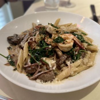 Christopher's World Grille - Beef and Shrimp Chipotle Pasta (Beef Tenderloin and Chipotle) - Seafood Near Me - Bryan, Texas