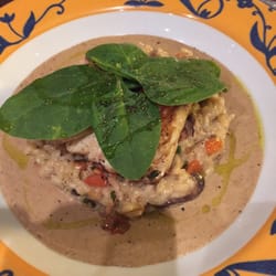 Cabillaud sur risotto et crème aux cèpes