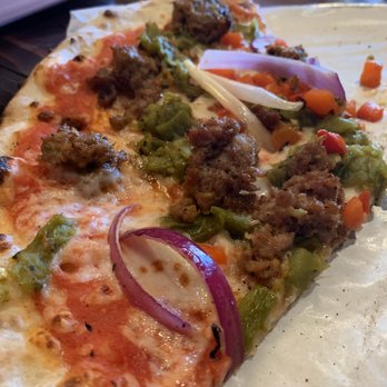 Fired Up Pizzeria - Southwest pizza with green chili & sausage - Pizza Near Me - Durango, Colorado