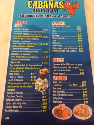 Menu photo 2 Cabanas Restaurant Orange Cove, CA