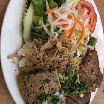 A Saigon Cafe - Rice with pork chops, shredded pork skin and egg meatloaf. So good! - Vietnamese Near Me - Wailuku, Hawaii