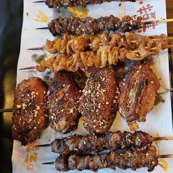 Top SF BBQ - Lamb Skewer, Beef Skewer (2 ), Chicken Wing Skewer (2pc.), Chicken Skin Skewer - Barbeque Near Me - San Francisco, California