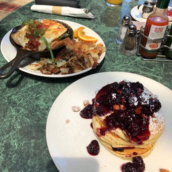 Plums Cafe - Shired egg and hazelnut pancakes - Breakfast & Brunch Near Me - Costa Mesa, California