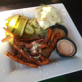 Graffiti Junktion - Turkey burger with zucchini fries- no bun per request! - American Near Me - Jacksonville Beach, Florida