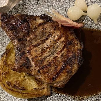 Basalt - Pork Chop with roasted cabbage and pearl onions - New American Near Me - Honolulu, Hawaii Basalt - Pork Chop with roasted cabbage and pearl onions - New American Near Me - Honolulu, Hawaii