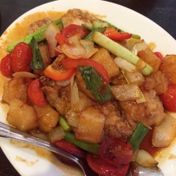 SriPraPhai Thai Restaurant - Sweet and sour fish! I super love the pineapples!! - Thai Near Me - Woodside, New York SriPraPhai Thai Restaurant - Sweet and sour fish! I super love the pineapples!! - Thai Near Me - Woodside, New York