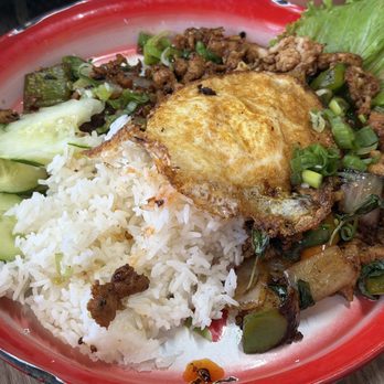 Spicy Joi - Kua Kapow/Basil chicken topped with fried egg - Sandwiches Near Me - Concord, California Spicy Joi - Kua Kapow/Basil chicken topped with fried egg - Sandwiches Near Me - Concord, California