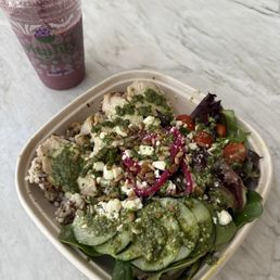 Power Pesto Chicken Bowl and Acai Elixir Smoothie Power Pesto Chicken Bowl and Acai Elixir Smoothie