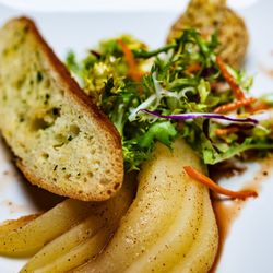 Cinnamon Poached Ontario Pear with William Chevre ($19)
