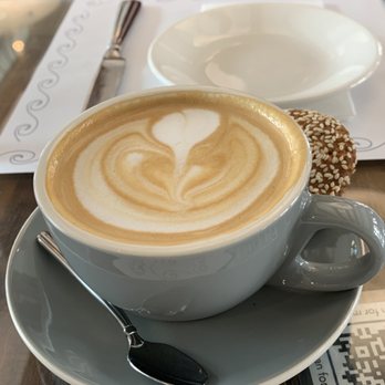 Psomi - Almond Latte with sesame apple biscuit cookie - Bakeries Near Me - Tampa, Florida