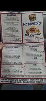 Menu photo 1 BBS Burgers 2Go Celeste, TX