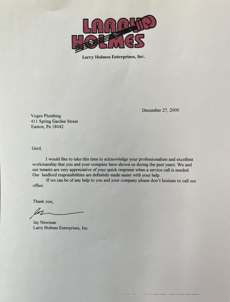 Slide of E Voges Plumbing & Heating