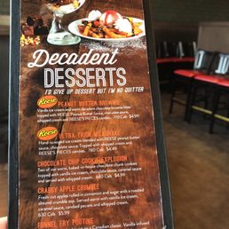 a menu for desserts