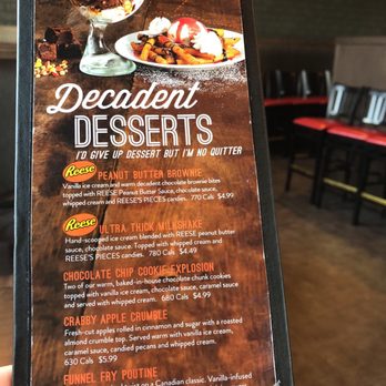 Crabby Joe's - a menu for desserts - Bars Near Me - London, Ontario