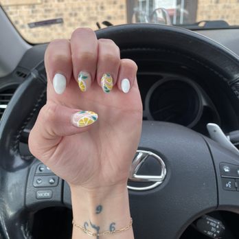 Kate Nails & Lashes - Acrylic dip nails - lemon design - Nail Salons Near Me - Denver, Colorado