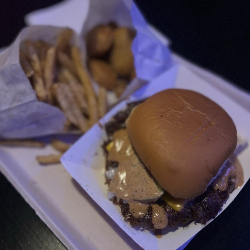 Love Hour - fries ($5) + chicken nuggets. ($9 pcs for $6) + double burger ($10) - Burgers Near Me - Los Angeles, California