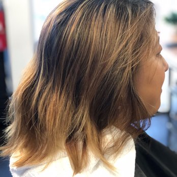 The Workshop Salon - Super uneven brassy, horrible bleach job before Nora worked on my hair - Hair Salons Near Me - Lafayette, California