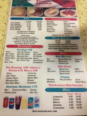 Menu photo 2 Frank's Pizzeria Silvis, IL