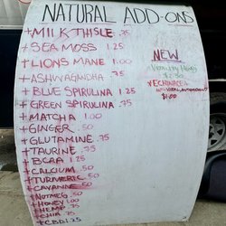 Juiced Up - Menu add ons.