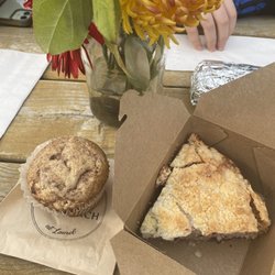 The Porch At Laurel - Snickerdoodle muffin with classic cinnamon and sugar $4 Oregon Marionberry coffee cake with streusel topping $5
