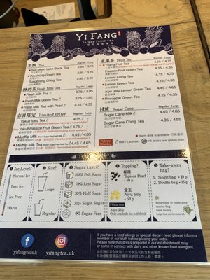 Menu photo 2 Yifang Taiwan Fruit Tea London, XGL Menu photo 2 Yifang Taiwan Fruit Tea London, XGL