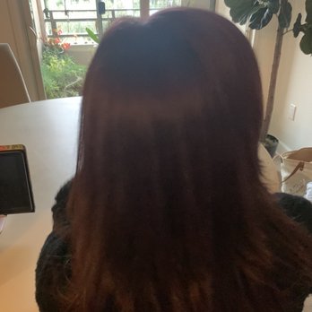 Organic Color Studio - Burgundy hair from auburn/dirty blonde roots. - Hair Salons Near Me - Newport Beach, California Organic Color Studio - Burgundy hair from auburn/dirty blonde roots. - Hair Salons Near Me - Newport Beach, California