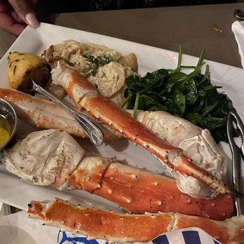 Bluewater Avalon - King Crab legs, Scalloped Potatoes, Sautéed Spinach - Seafood Near Me - Avalon, California
