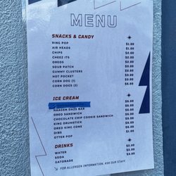 Roseville Aquatics Complex - Menu