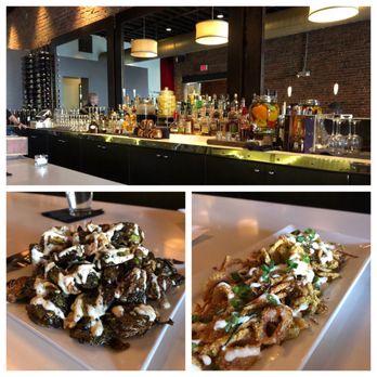 Due Amici - Happy Hour bar seating; Roasted Brussels Sprouts small plate; Calamari small plate (3/19/2018) - Italian Near Me - Columbus, Ohio