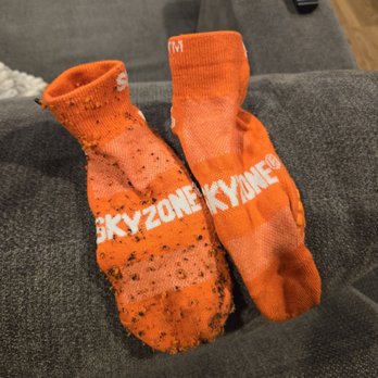 Sky Zone Trampoline Park - I had to use a fabric scraper to remove all these little balls left from the foam cubes. - Trampoline Parks Near Me - Rancho Cucamonga, California Sky Zone Trampoline Park - I had to use a fabric scraper to remove all these little balls left from the foam cubes. - Trampoline Parks Near Me - Rancho Cucamonga, California